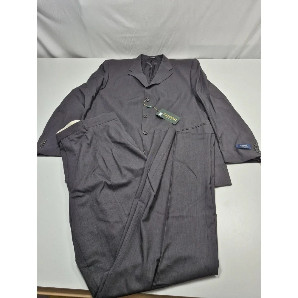 Zanieri Suit Mens 50 Long Gray Wool 2 Piece 44x36 Super 100s Reda Italy NWT FLAW